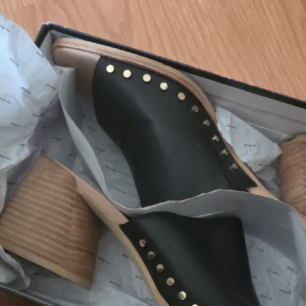 Dolce Vita Black and Gold Studded Sandals